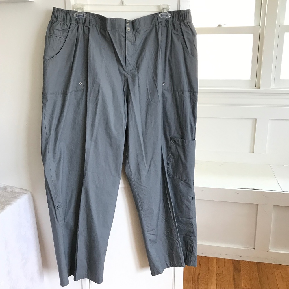 JUST MY SIZE Wide Leg Cargo Pants Cotton Gray Women’s Plus Size 3X NWT